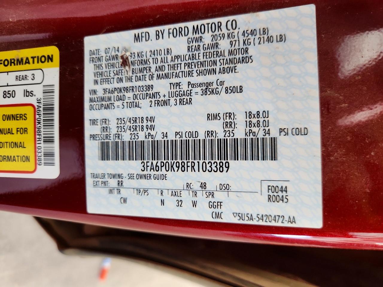 2015 FORD FUSION TITANIUM photo 23