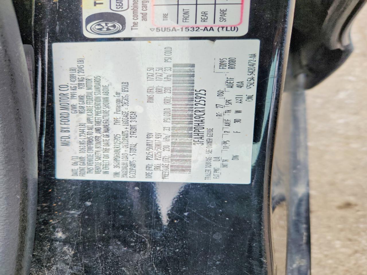 2012 FORD FUSION SE photo 37