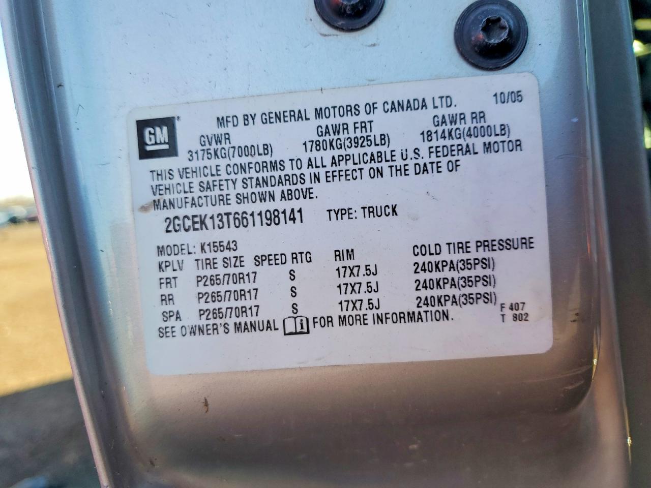2006 CHEVROLET SILVERADO K1500 photo 12