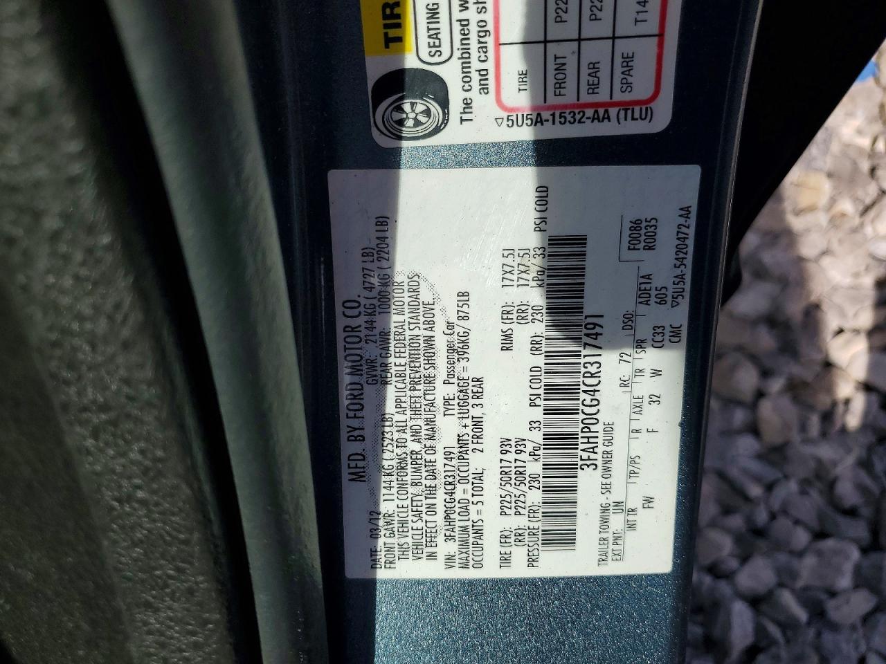 2012 FORD FUSION SEL photo 34