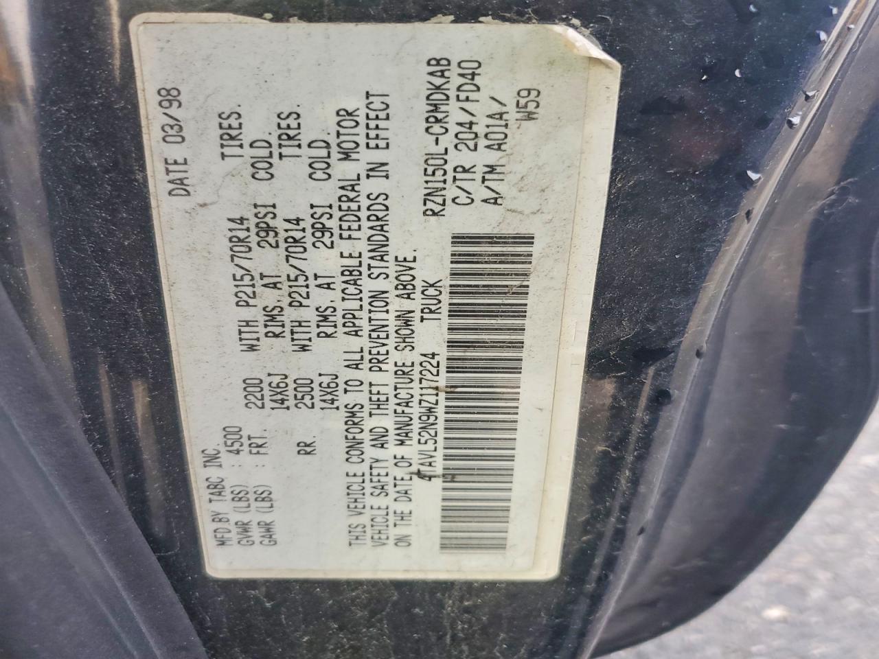 1998 TOYOTA TACOMA BASE photo 13