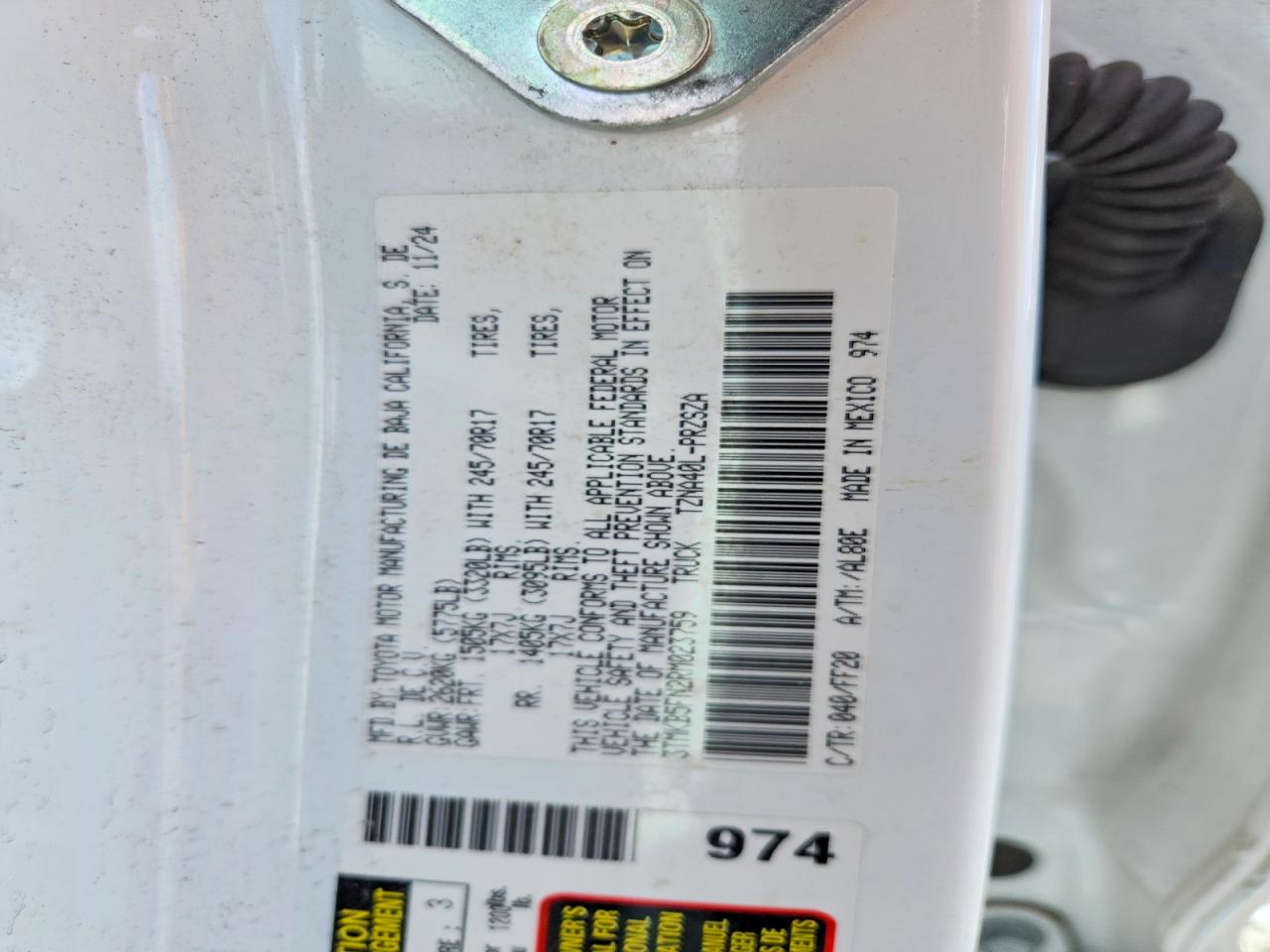 2024 TOYOTA TACOMA SR5 photo 23