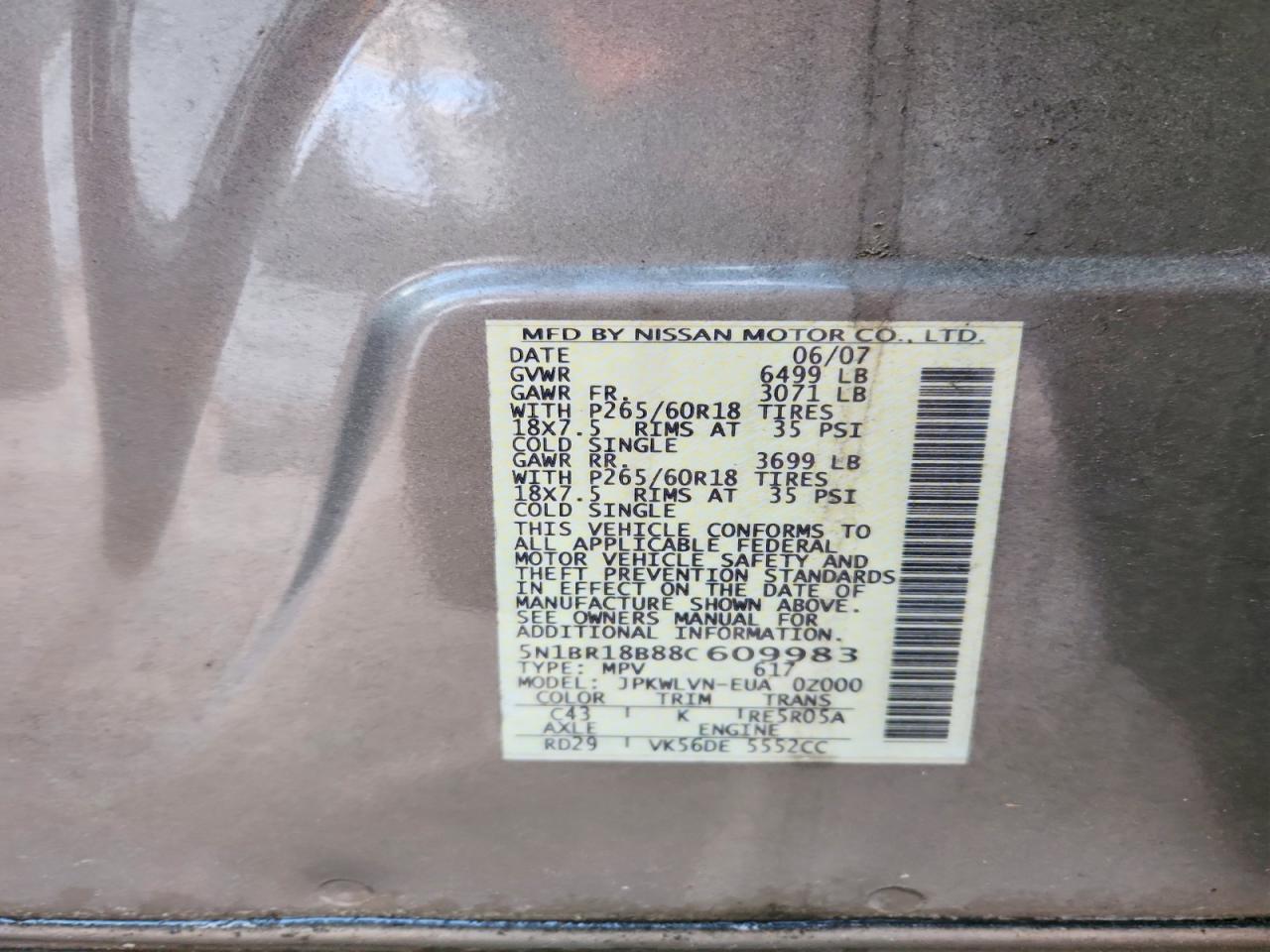 2008 NISSAN PATHFINDER SE V8 photo 34