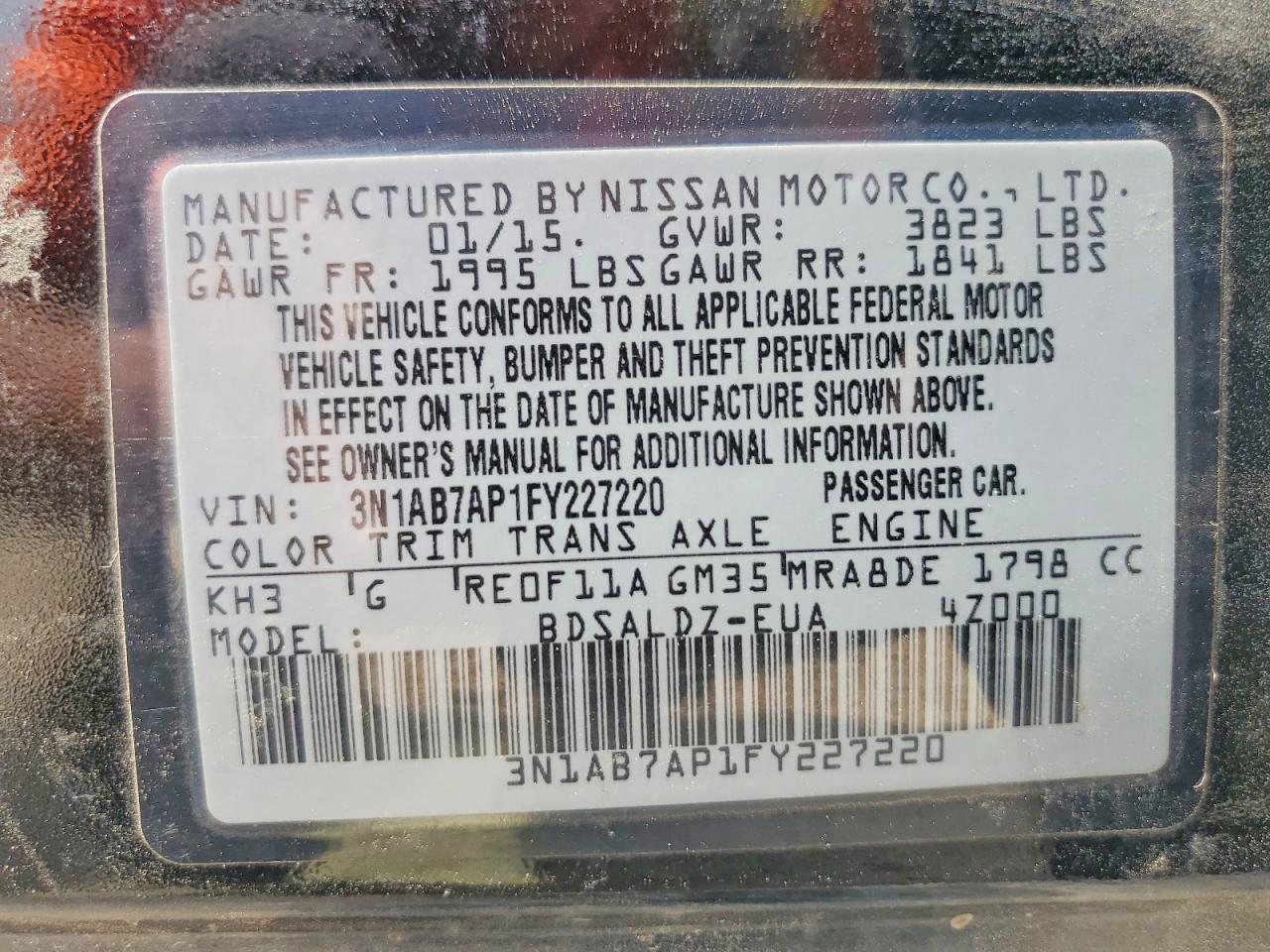 2015 NISSAN SENTRA SV photo 34