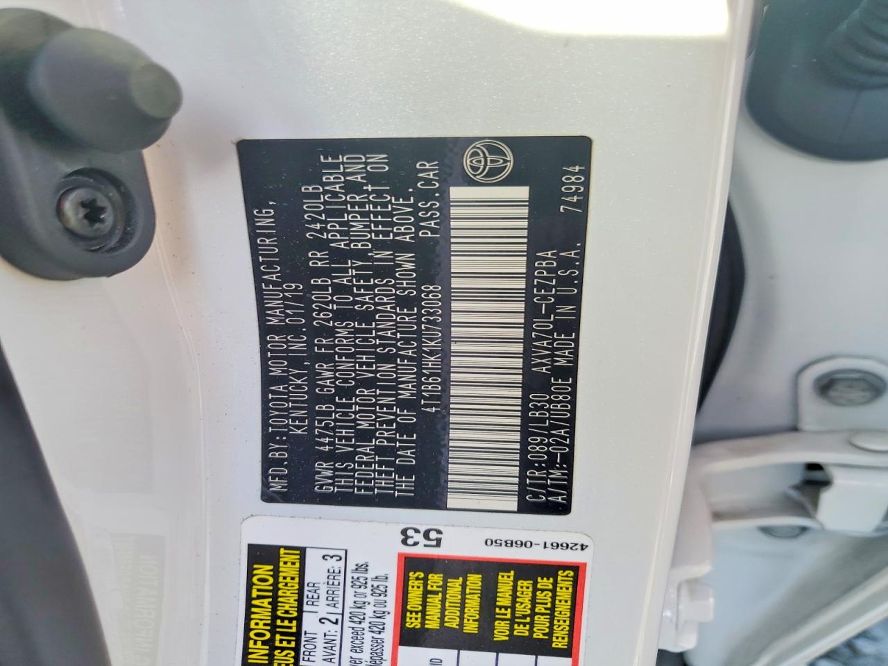 2019 TOYOTA CAMRY XSE photo 12