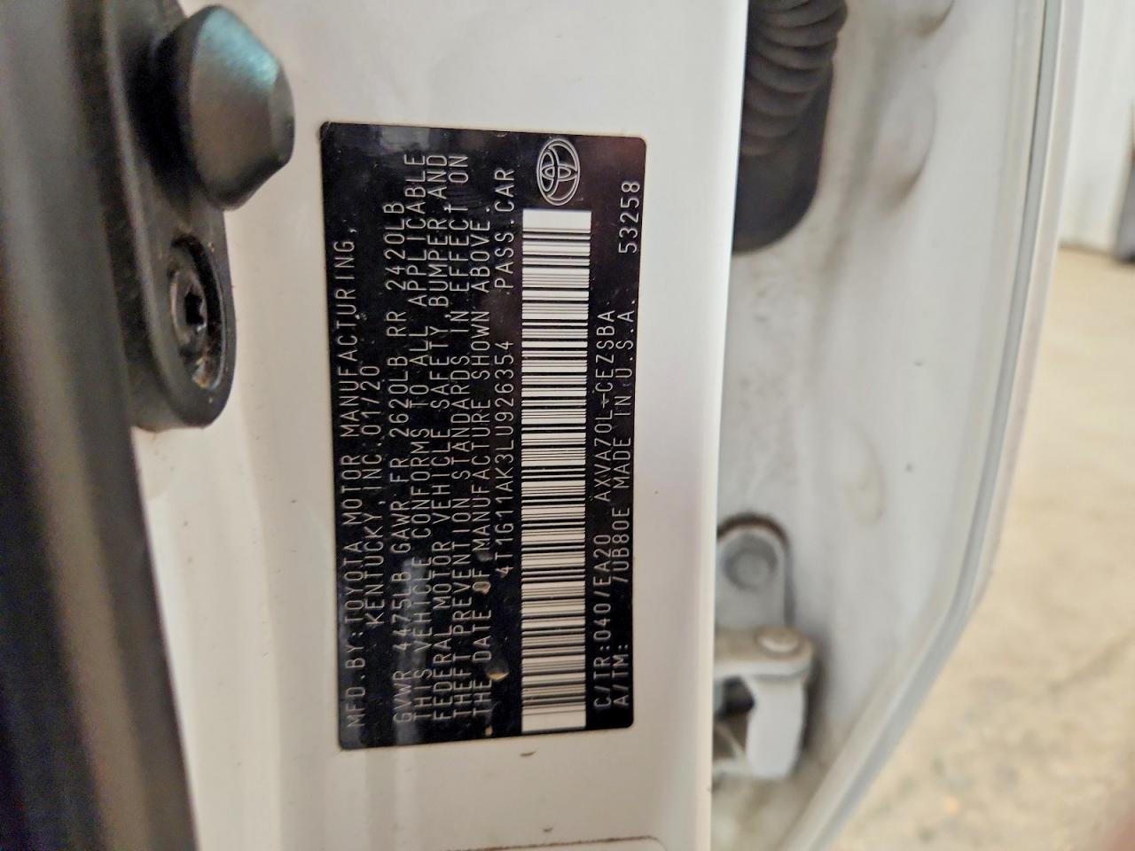 2020 TOYOTA CAMRY SE photo 12