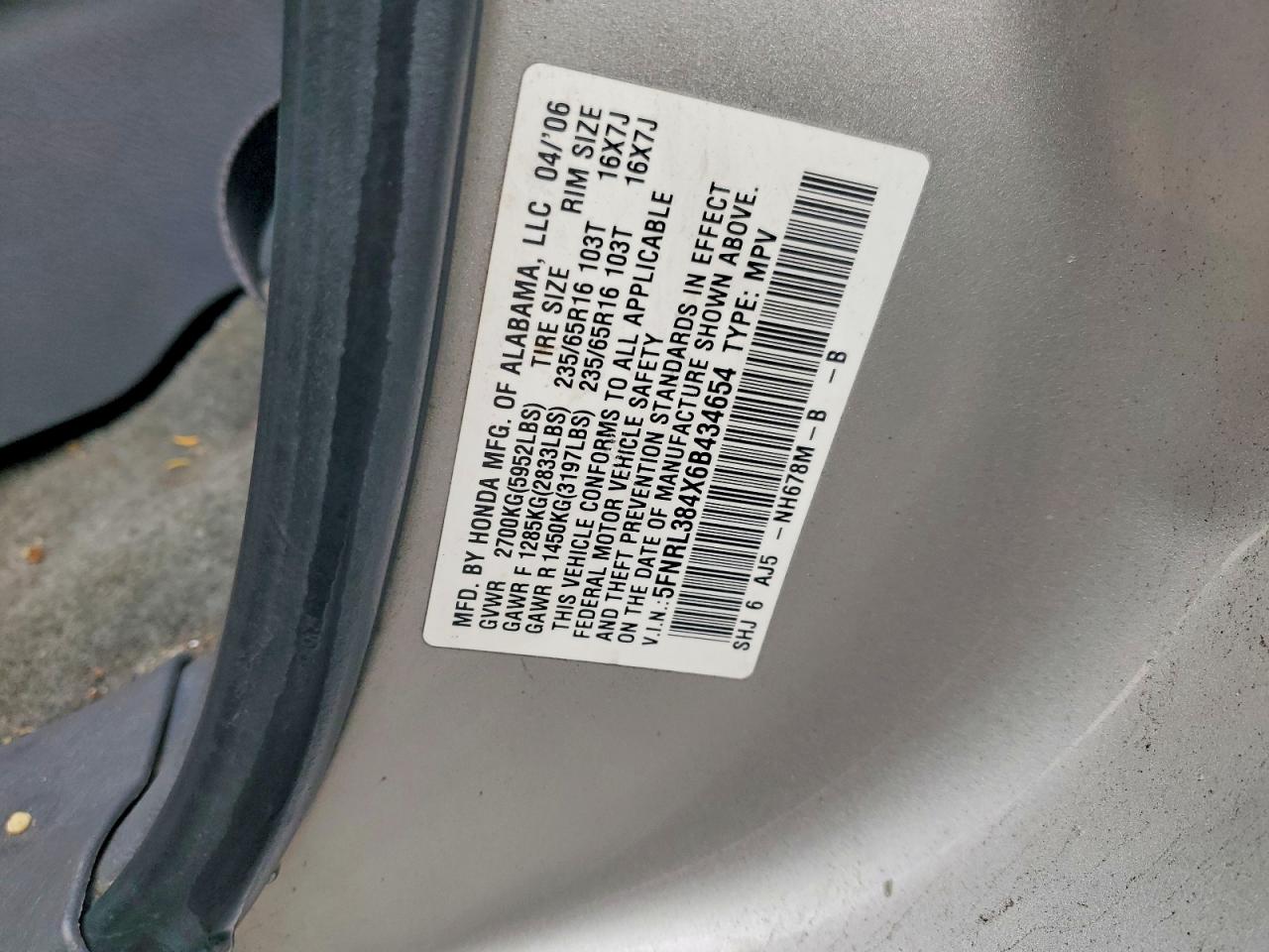 2006 HONDA ODYSSEY EX photo 25