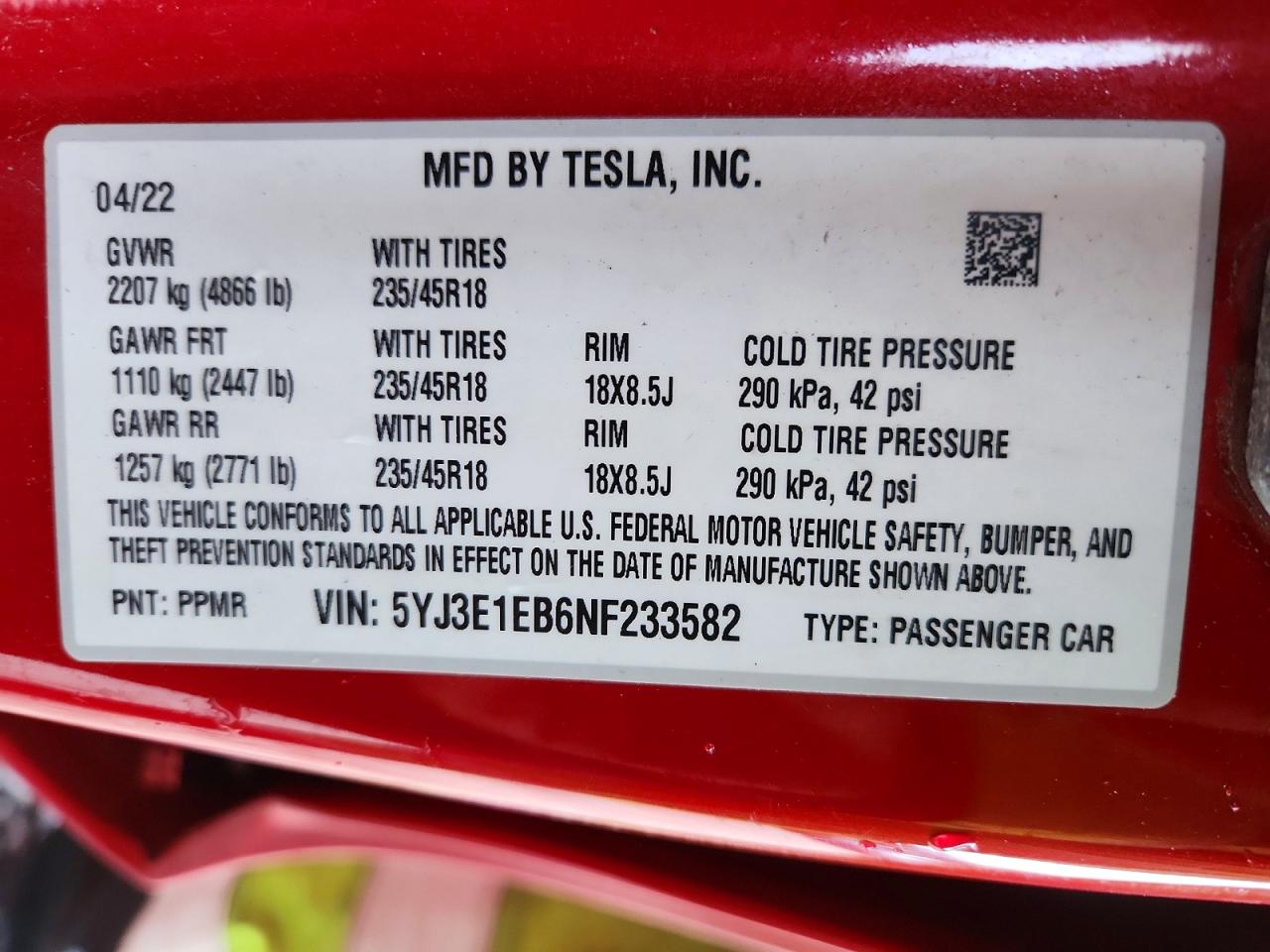 2022 TESLA MODEL 3 photo 23