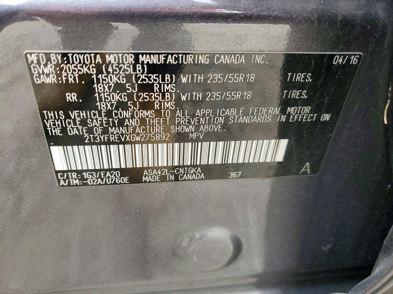 2016 TOYOTA RAV4 LIMITED photo 25