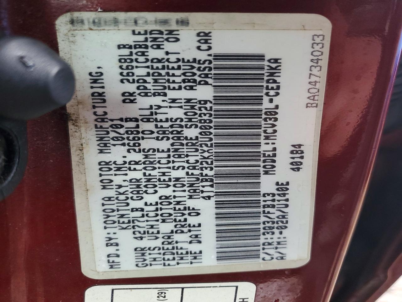 2002 TOYOTA CAMRY LE V6 photo 12