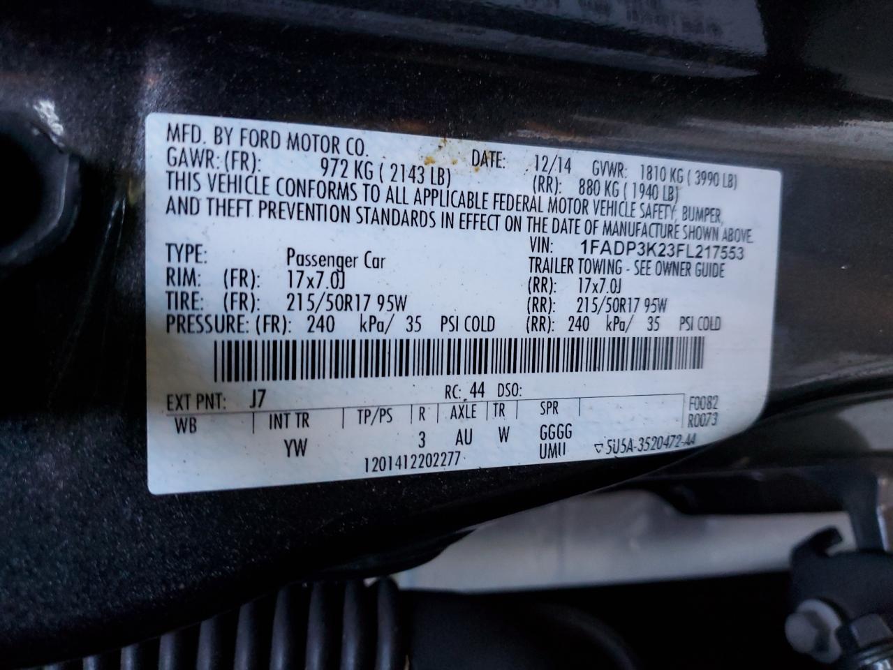 2015 FORD FOCUS SE photo 34