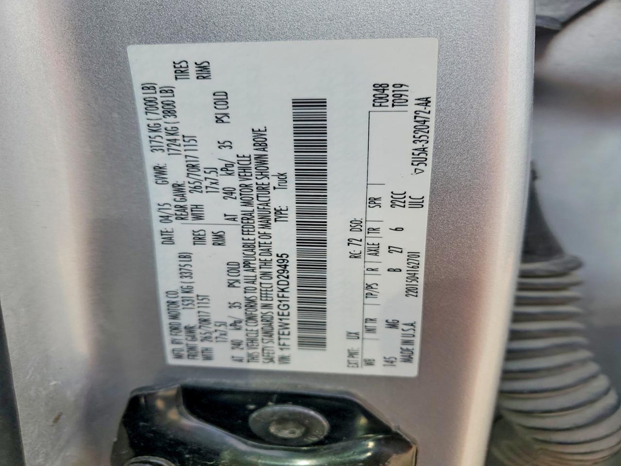 2015 FORD F150 SUPERCREW photo 12