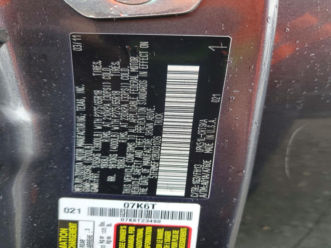 2011 TOYOTA TUNDRA GRADE photo 23