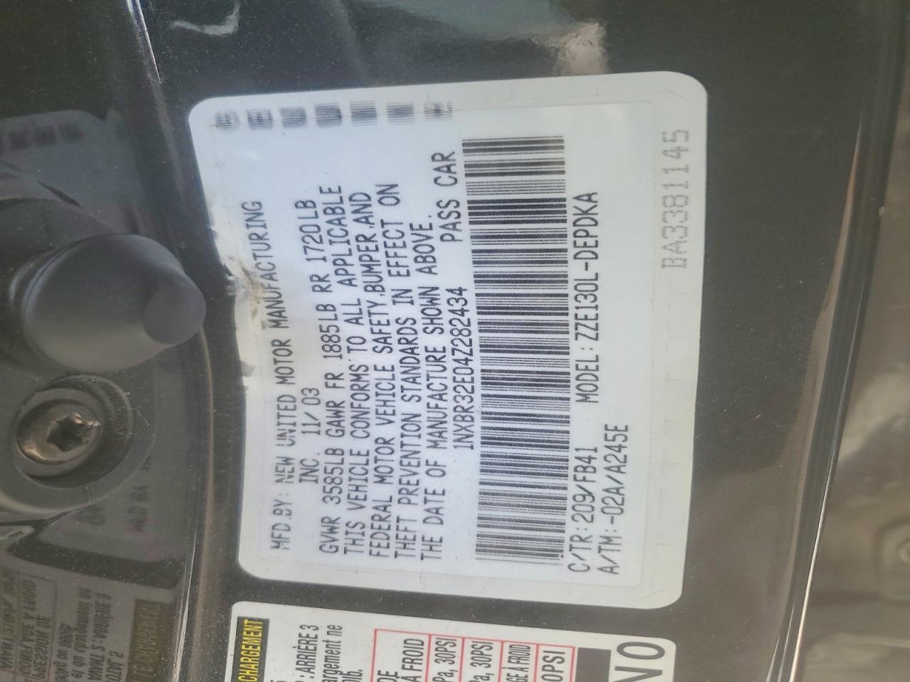 2004 TOYOTA COROLLA CE photo 12