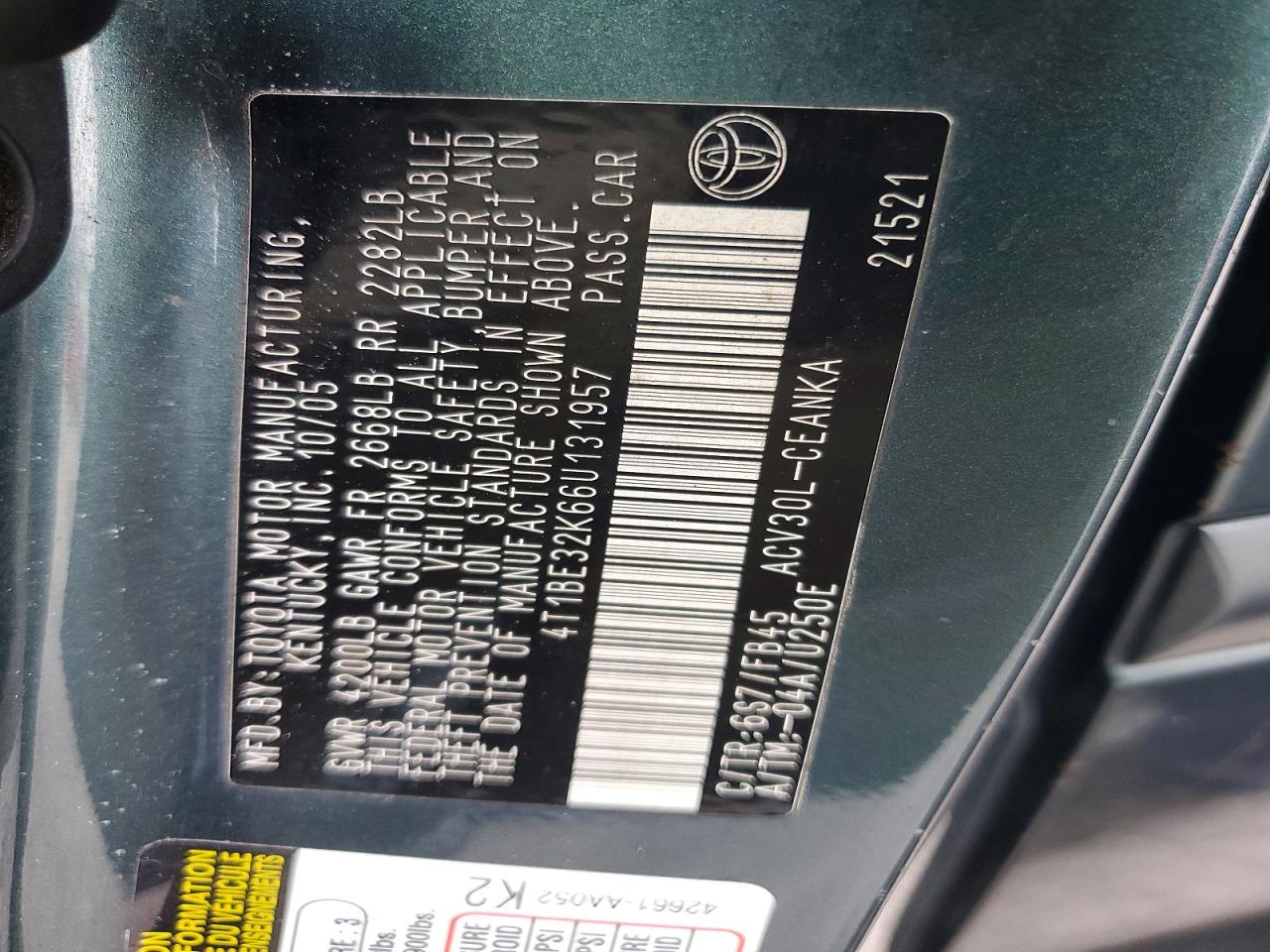 2006 TOYOTA CAMRY LE photo 23