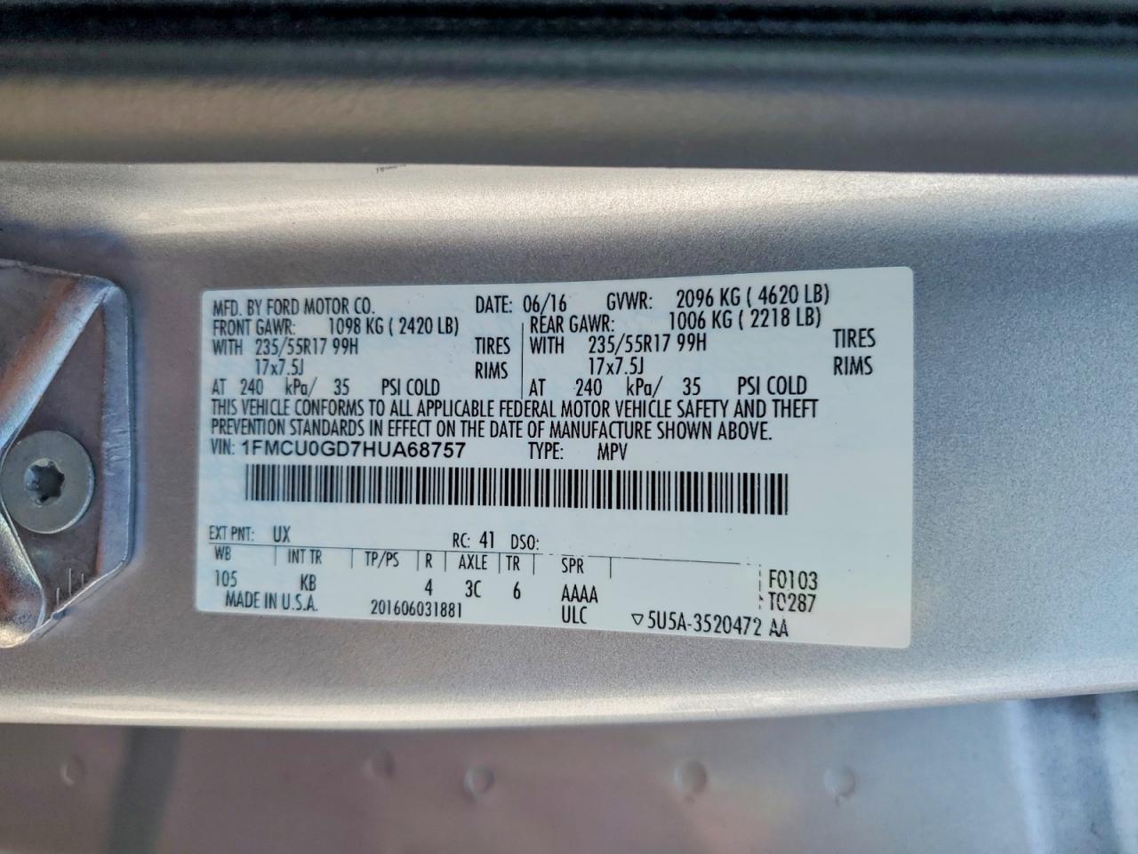 2017 FORD ESCAPE SE photo 27