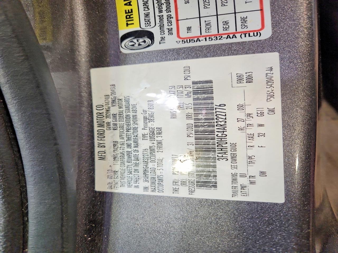 2010 FORD FUSION SE photo 23
