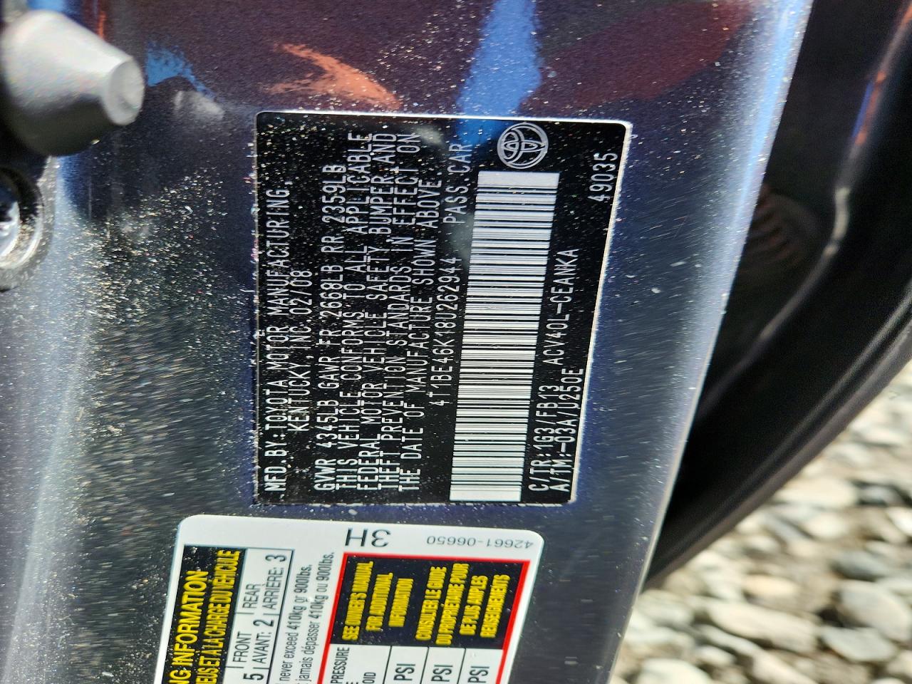 2008 TOYOTA CAMRY LE photo 12