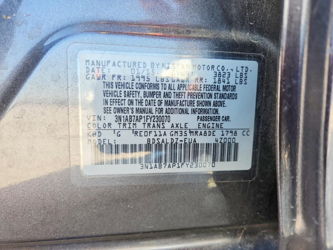 2015 NISSAN SENTRA SV photo 37