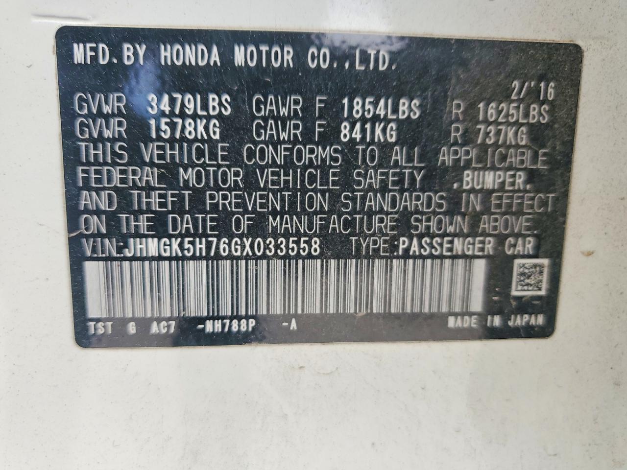 2016 HONDA FIT EX photo 27