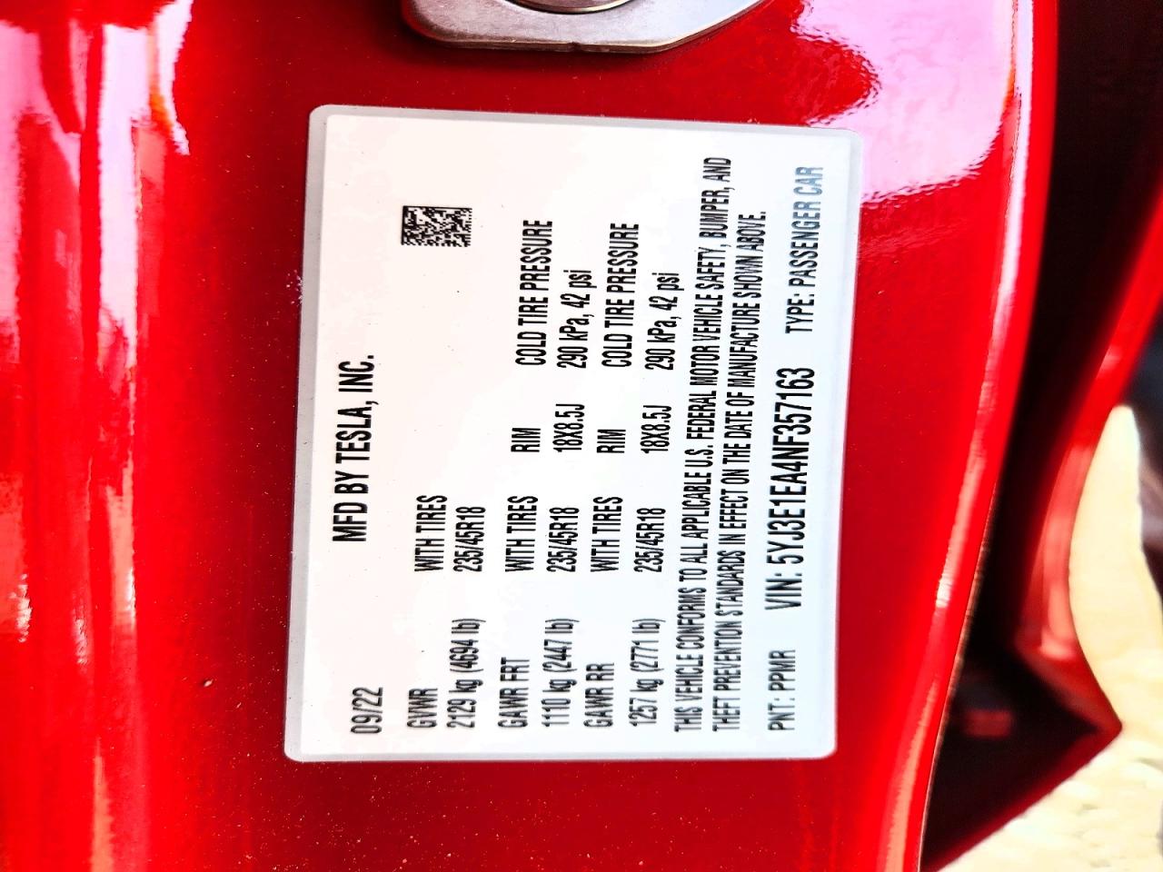 2022 TESLA MODEL 3 photo 23