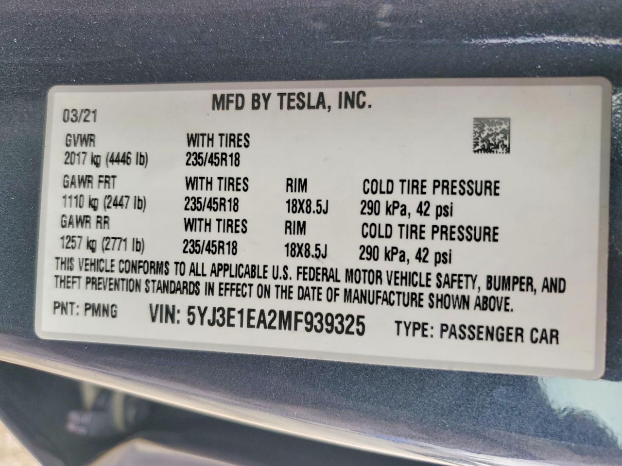 2021 TESLA MODEL 3 photo 34