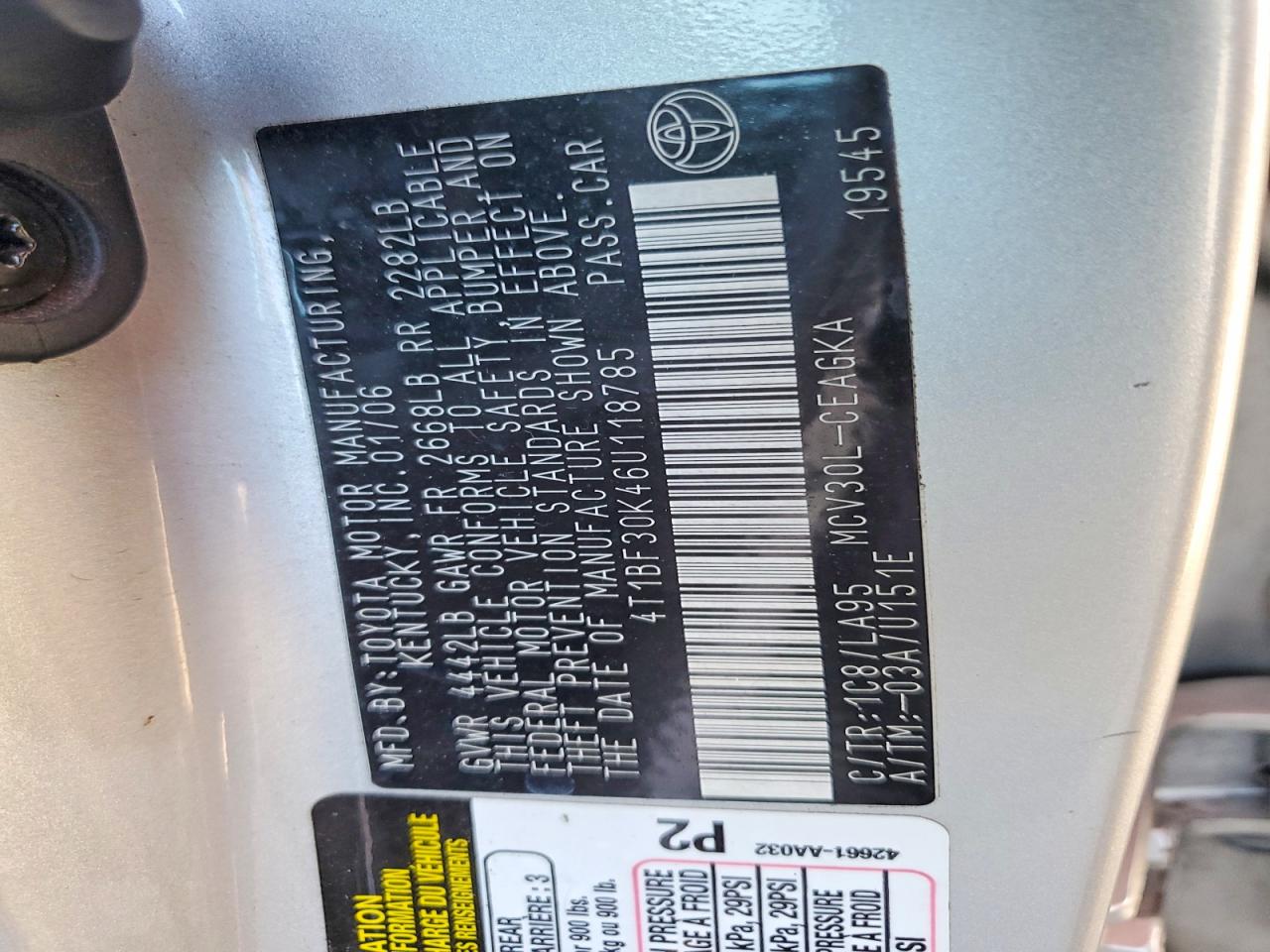 2006 TOYOTA CAMRY XLE V6 photo 34