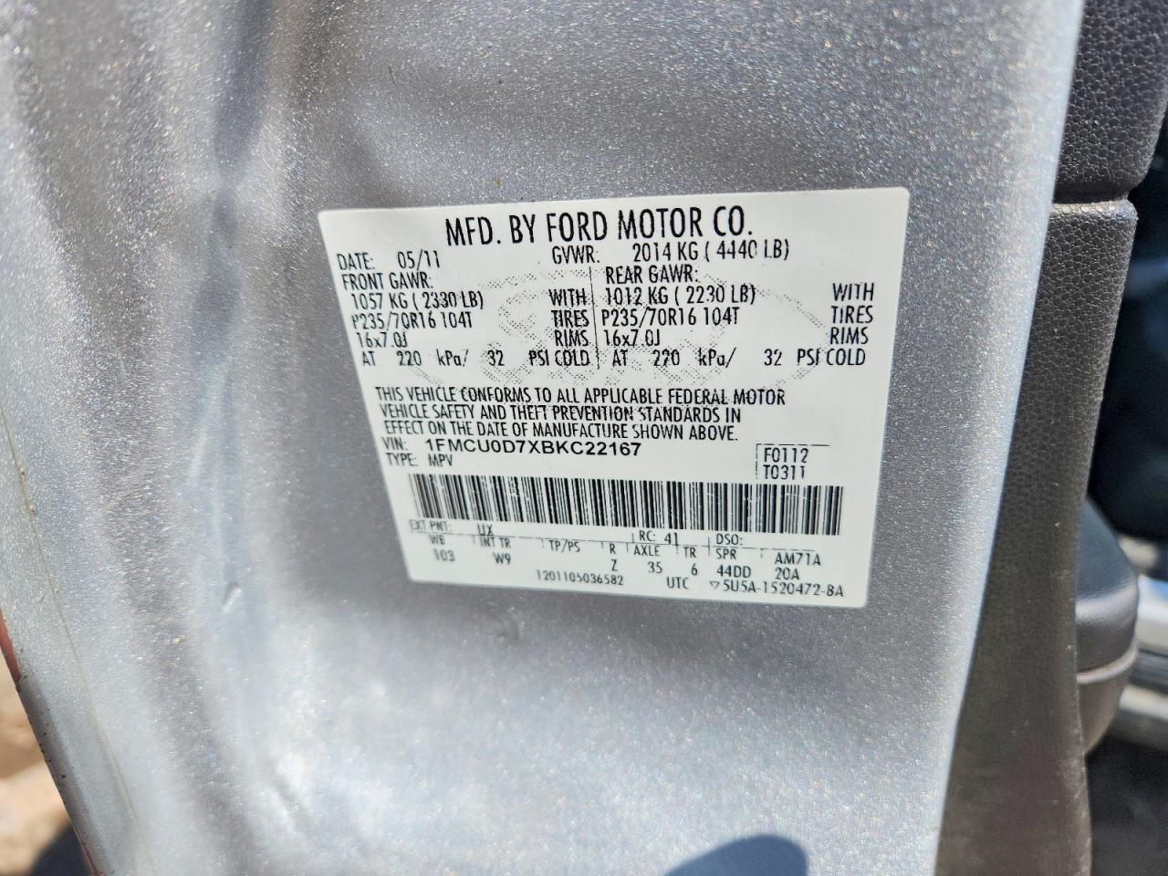 2011 FORD ESCAPE XLT photo 13
