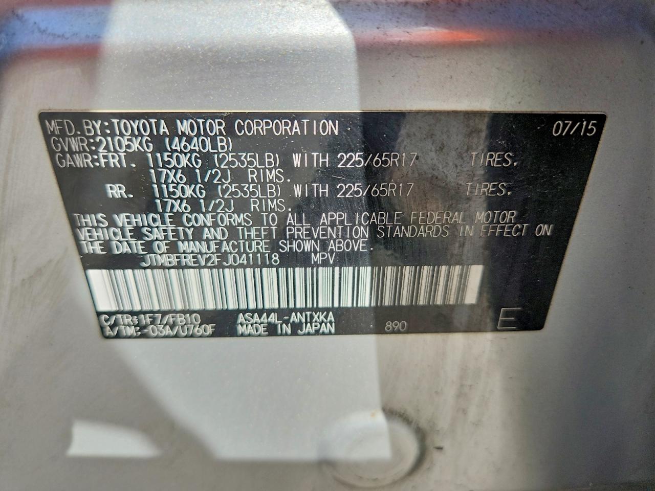 2015 TOYOTA RAV4 LE photo 13