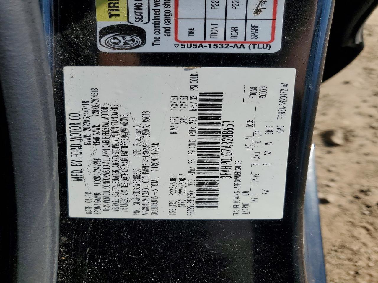 2010 FORD FUSION SEL photo 12