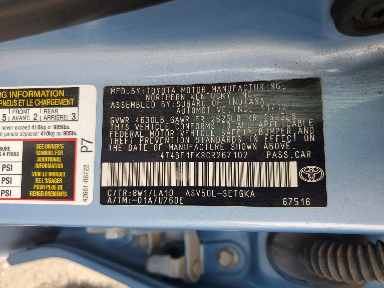 2012 TOYOTA CAMRY XLE photo 23