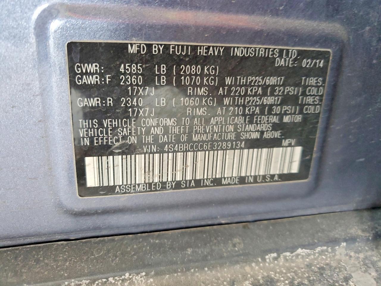 2014 SUBARU OUTBACK 2.5I PREMIUM photo 27
