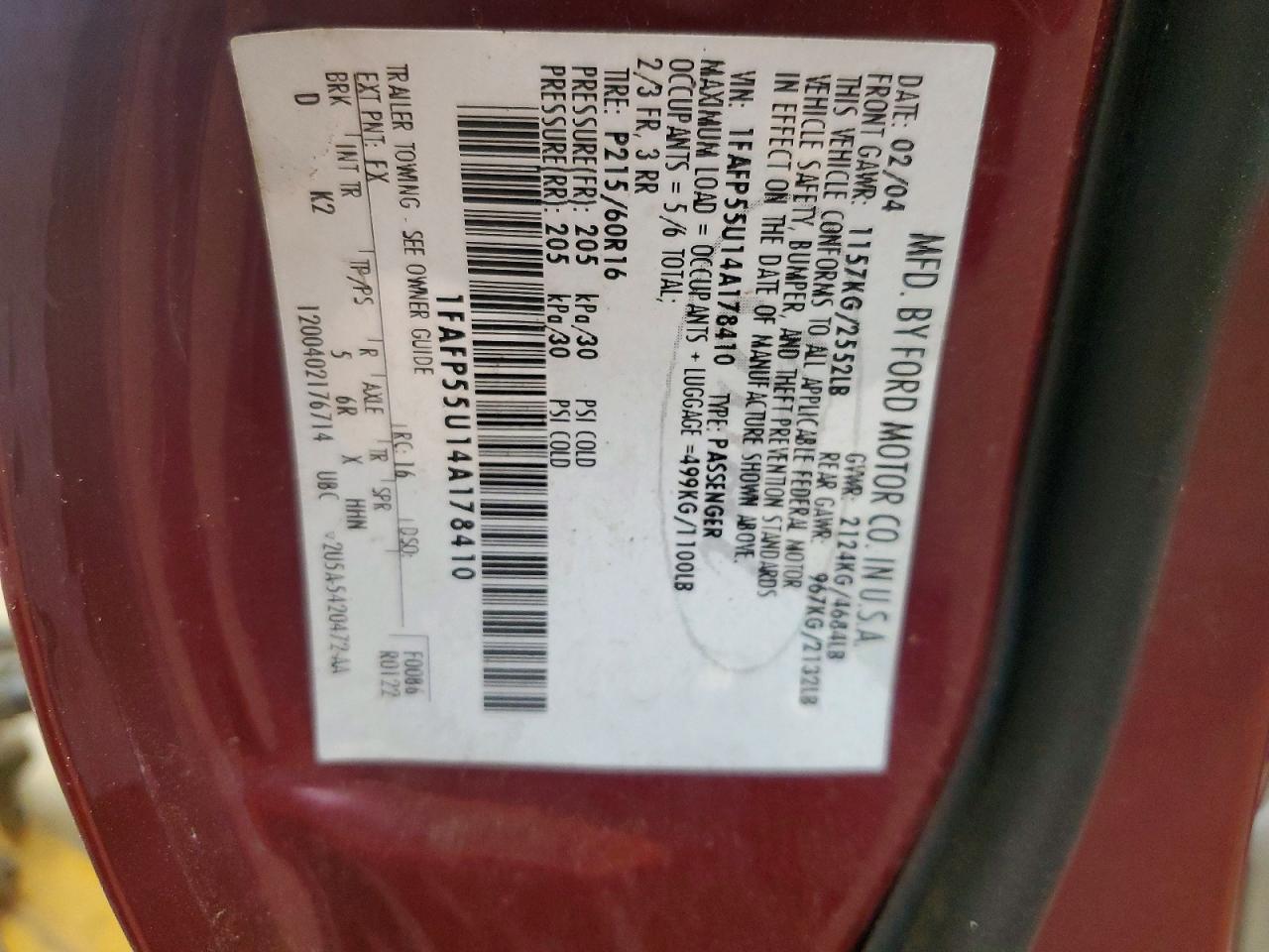 2004 FORD TAURUS SES photo 34