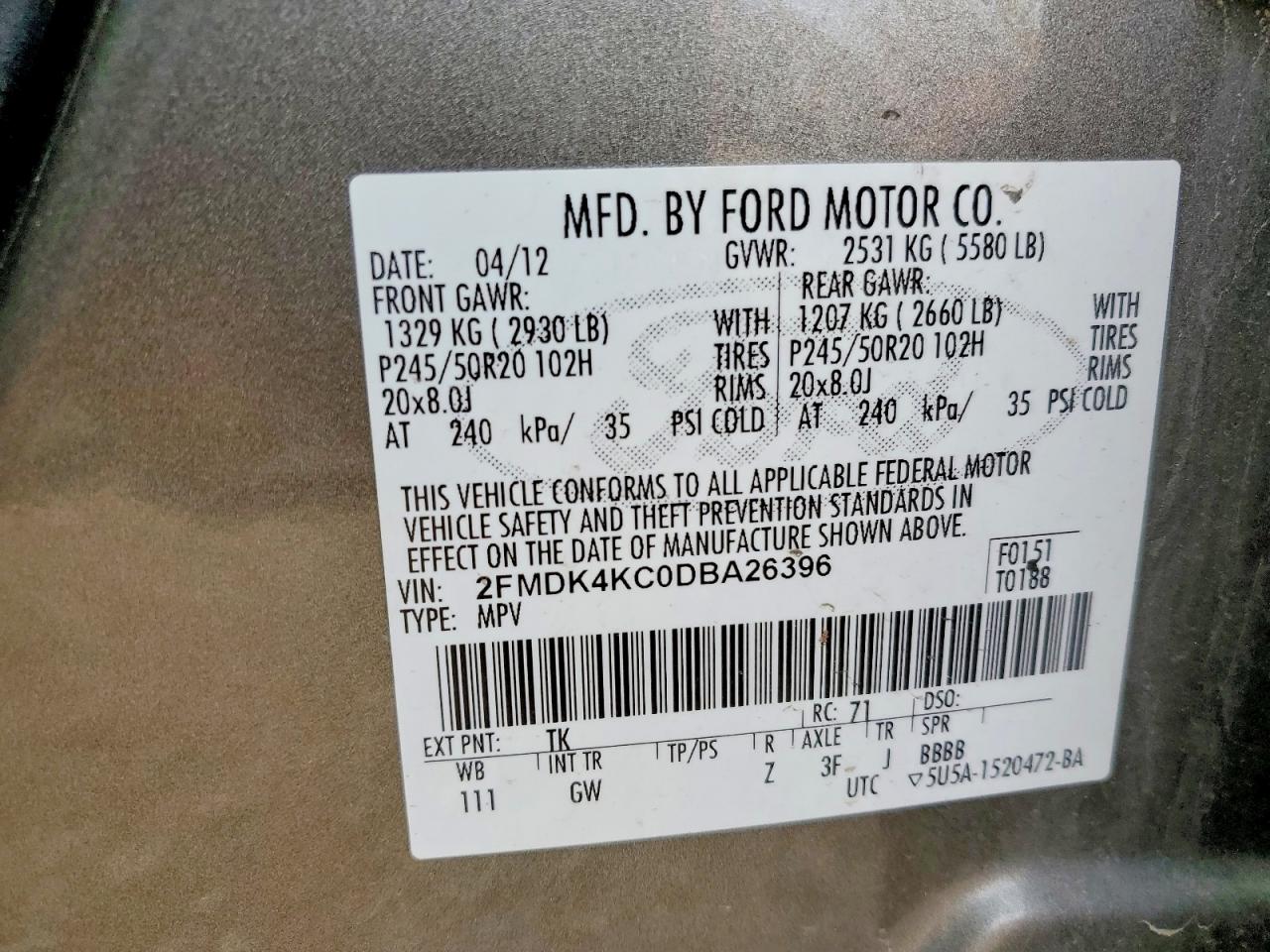 2013 FORD EDGE LIMITED photo 23