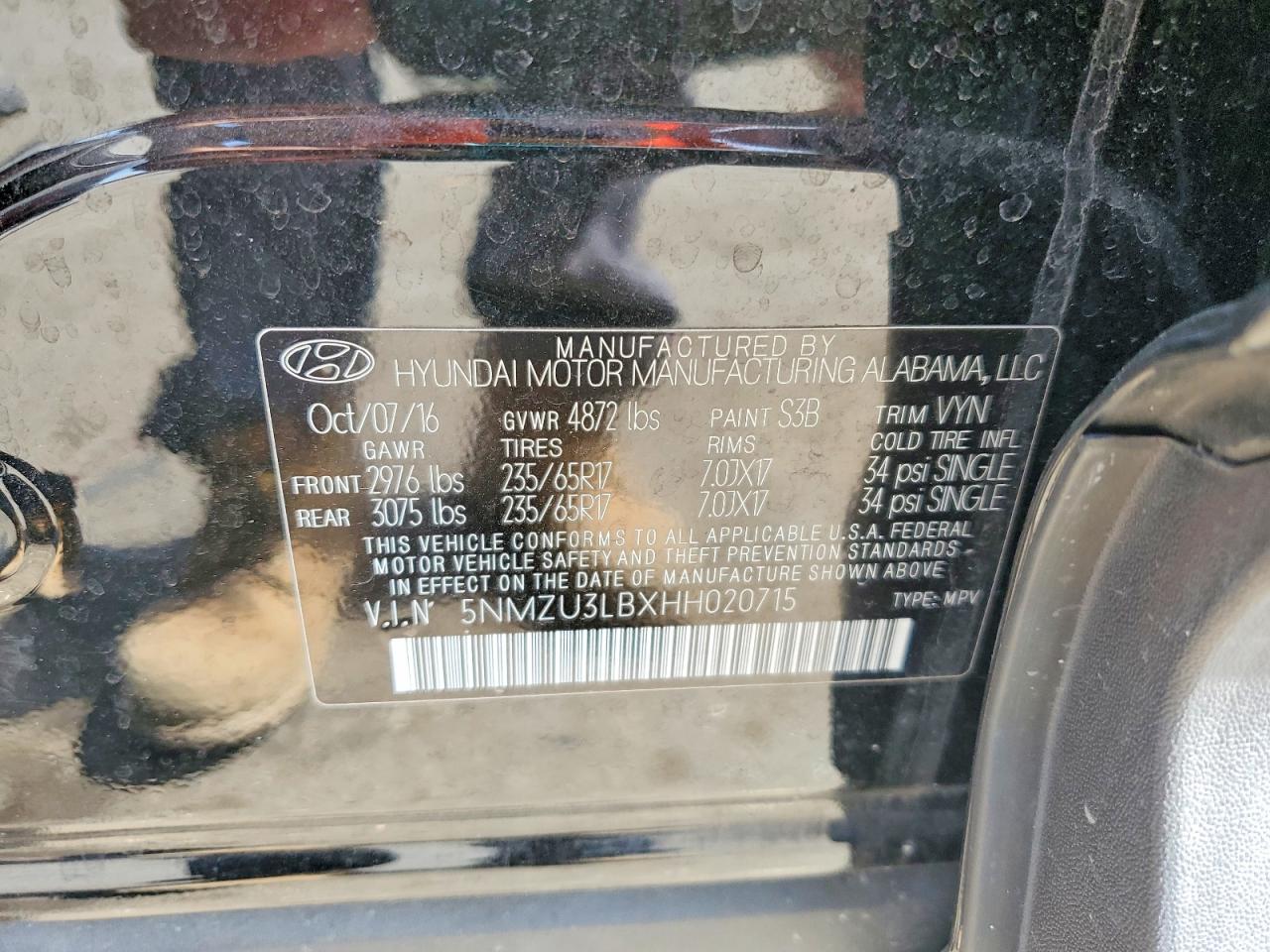 2017 HYUNDAI SANTA FE SPORT 2.4L photo 13