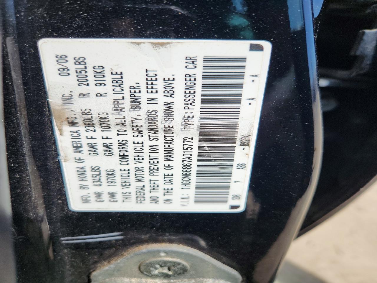 2007 HONDA ACCORD EX photo 23