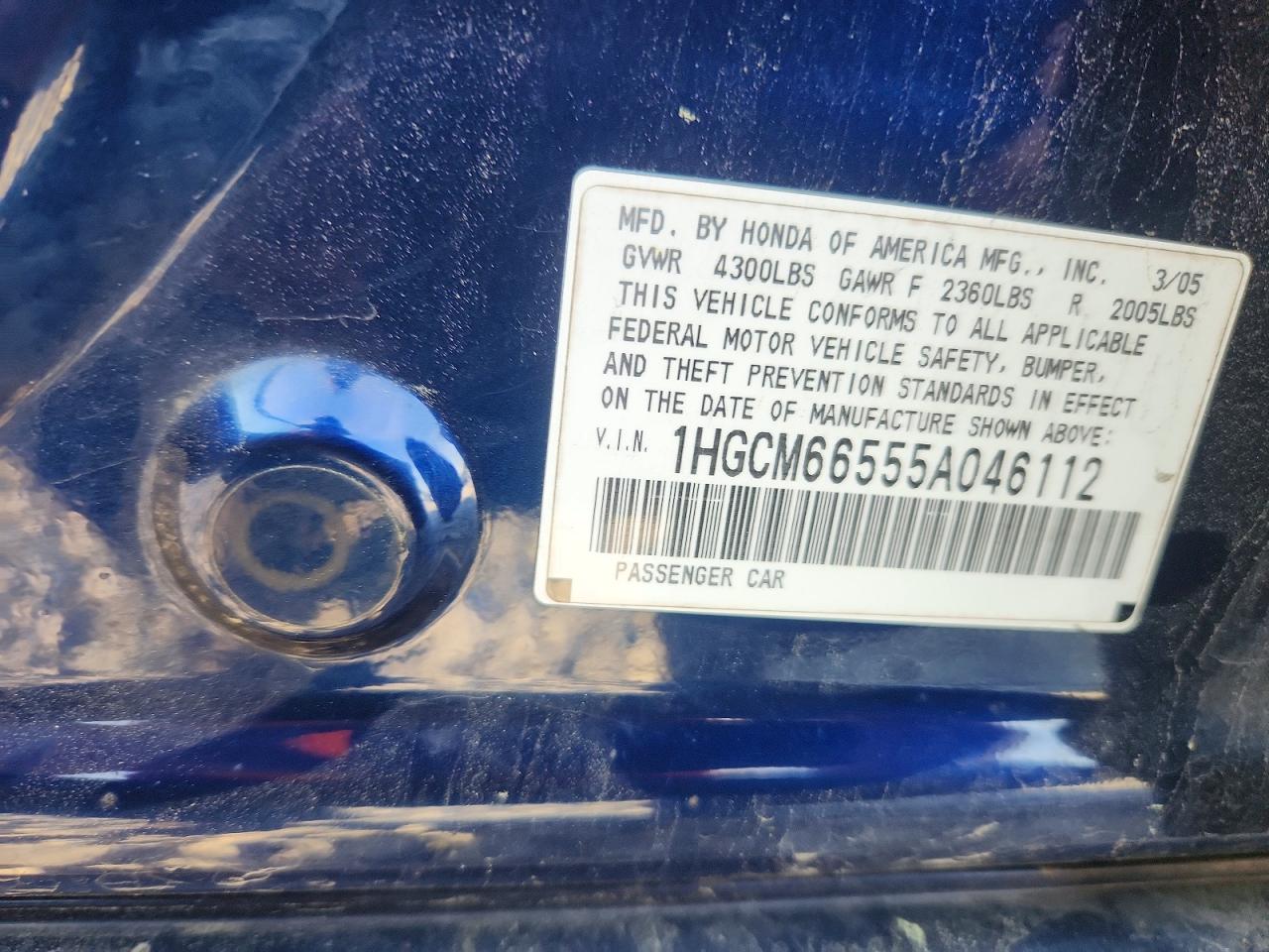 2005 HONDA ACCORD EX photo 12
