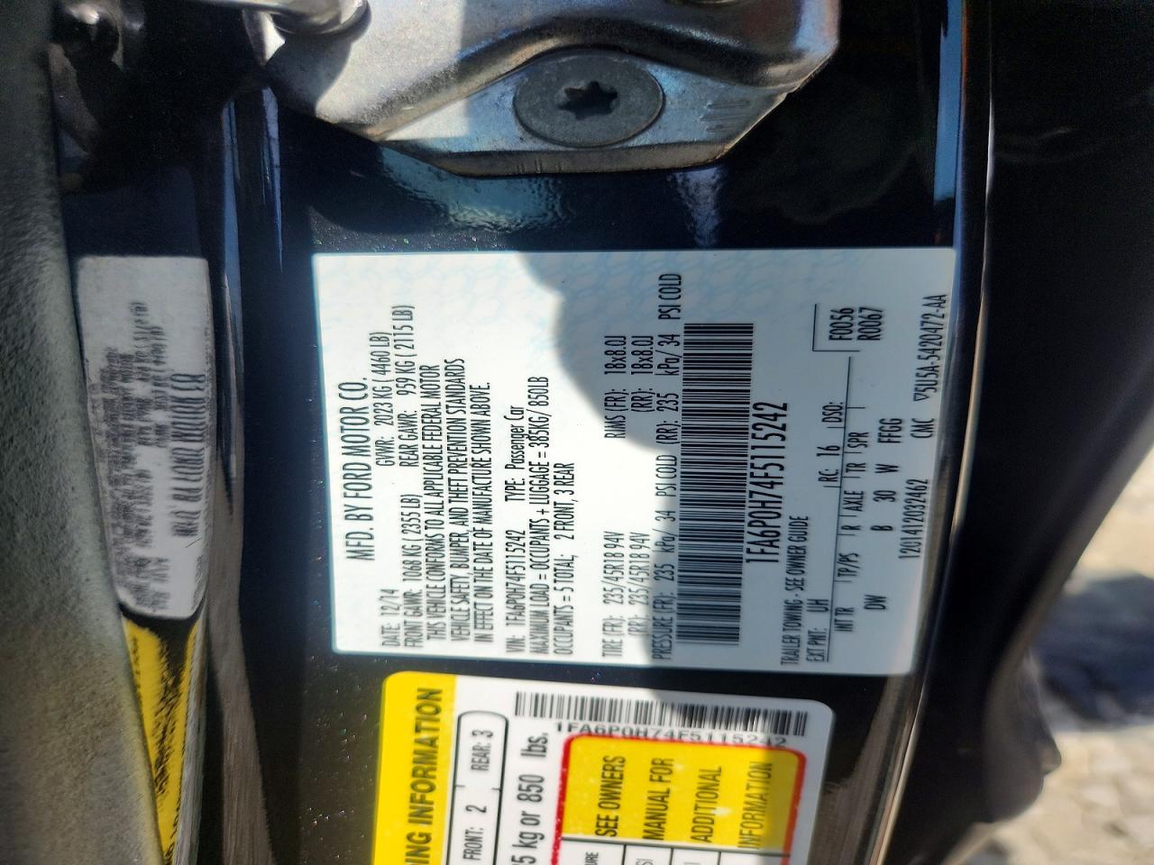 2015 FORD FUSION SE photo 34