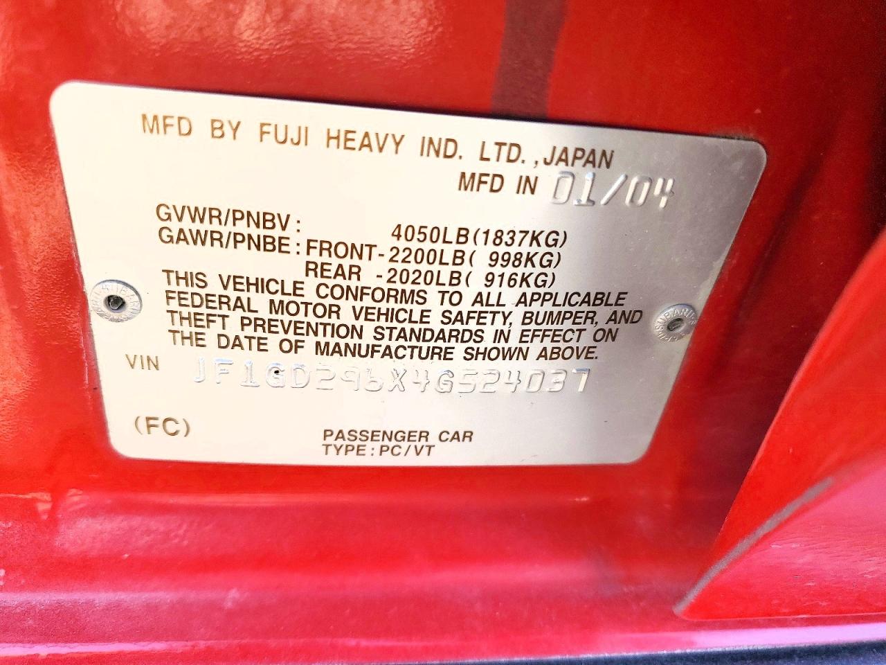 2004 SUBARU IMPREZA photo 23