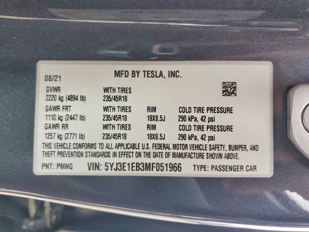 2021 TESLA MODEL 3 photo 23