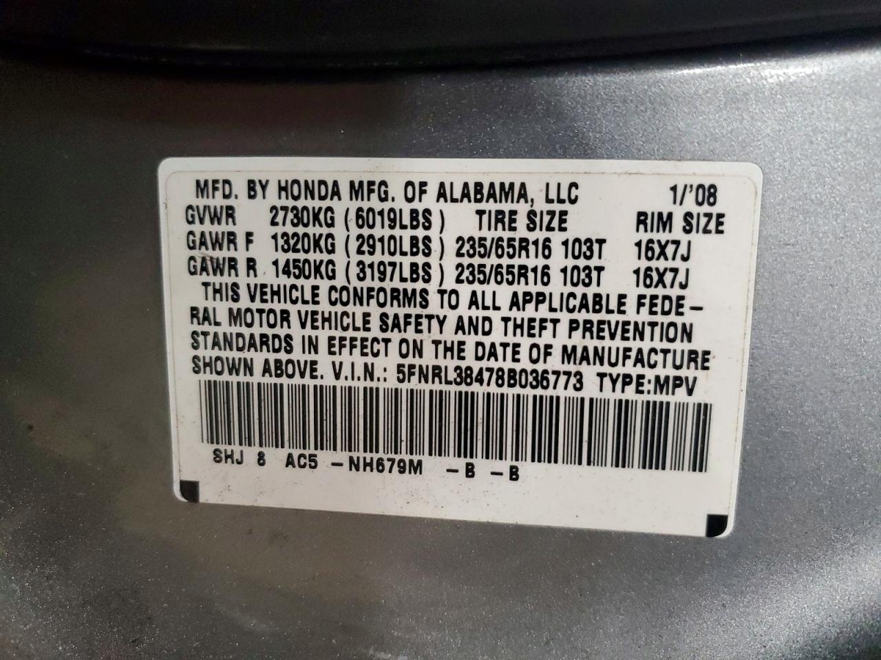 2008 HONDA ODYSSEY EX photo 27