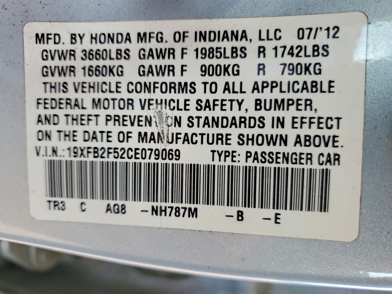 2012 HONDA CIVIC LX photo 23