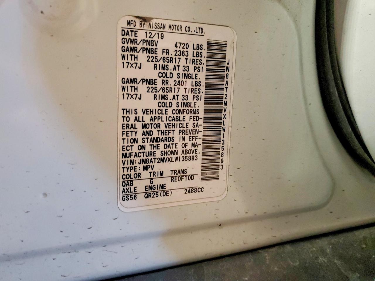 2020 NISSAN ROGUE SV photo 27