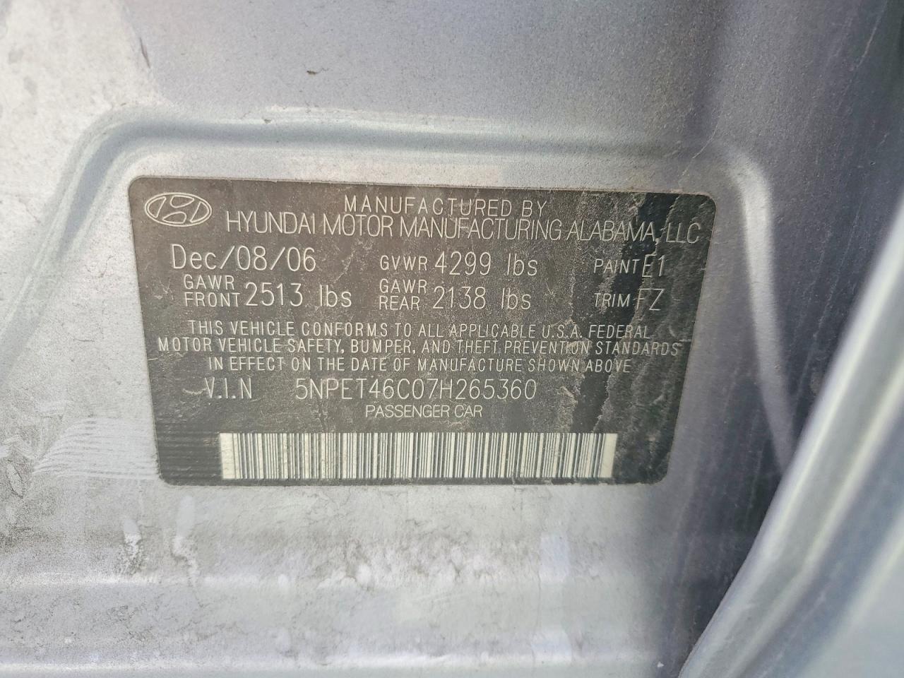 2007 HYUNDAI SONATA GLS photo 12