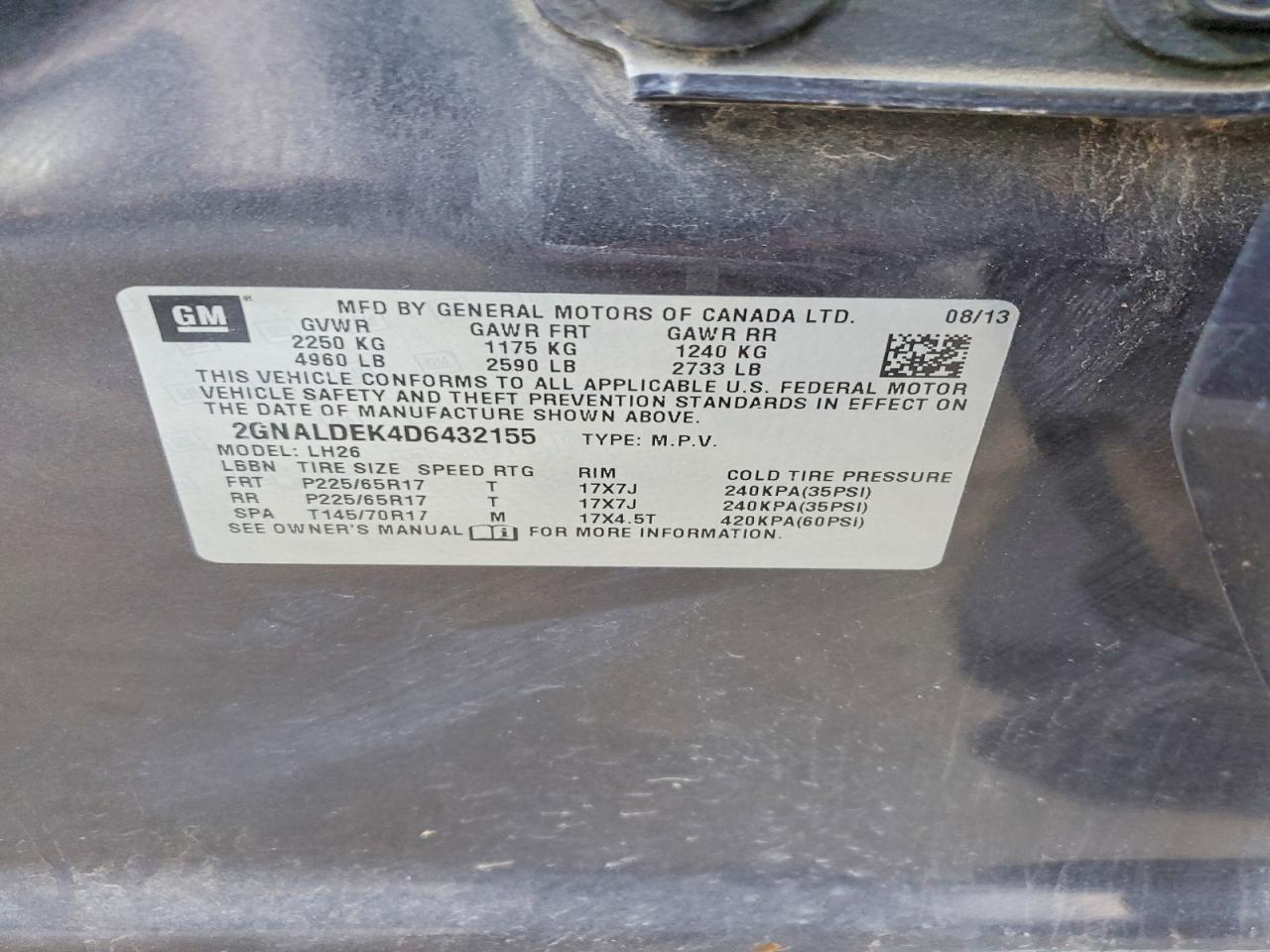 2013 CHEVROLET EQUINOX LT photo 37
