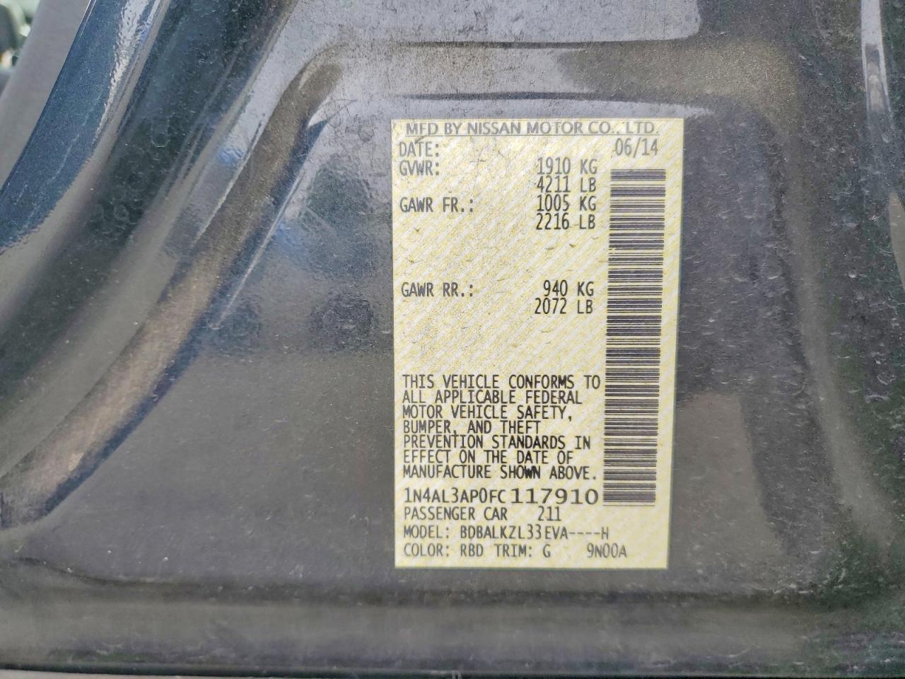 2015 NISSAN ALTIMA 2.5 SV photo 23