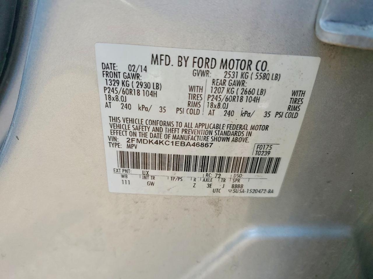 2014 FORD EDGE LIMITED photo 37