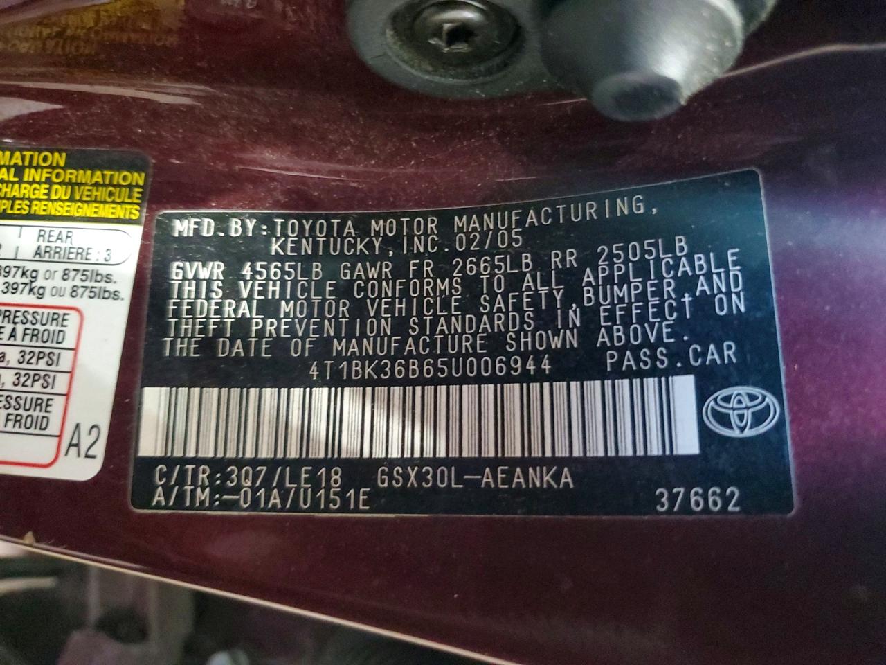 2005 TOYOTA AVALON TOURING photo 12