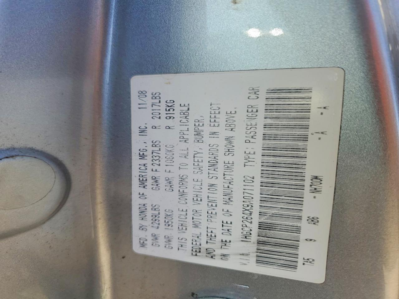 2009 HONDA ACCORD LXP photo 23