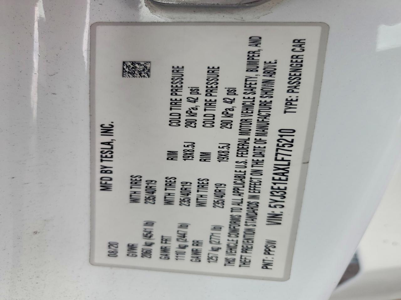 2020 TESLA MODEL 3 photo 12